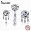 BAMOER 925 Sterling Silver Dream Catcher Openwork Heart with Long Tassel Pendant Beads Fit Women Bracelets Necklaces DIY Jewelry