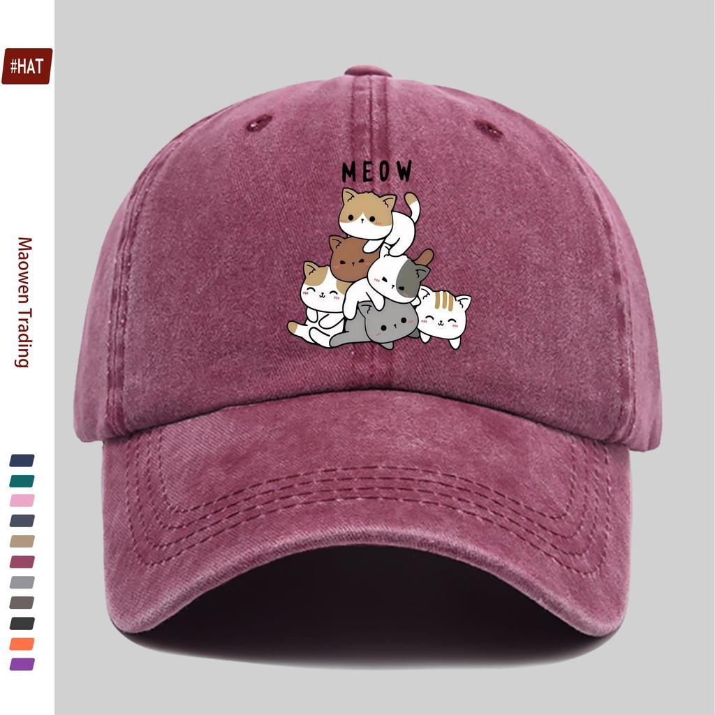 pc Cute Cat Pattern Printed Baseball Cap with a Casual and Lazy Cute Cat Print Design Sun Hat Comfortable and Lightweight Papa