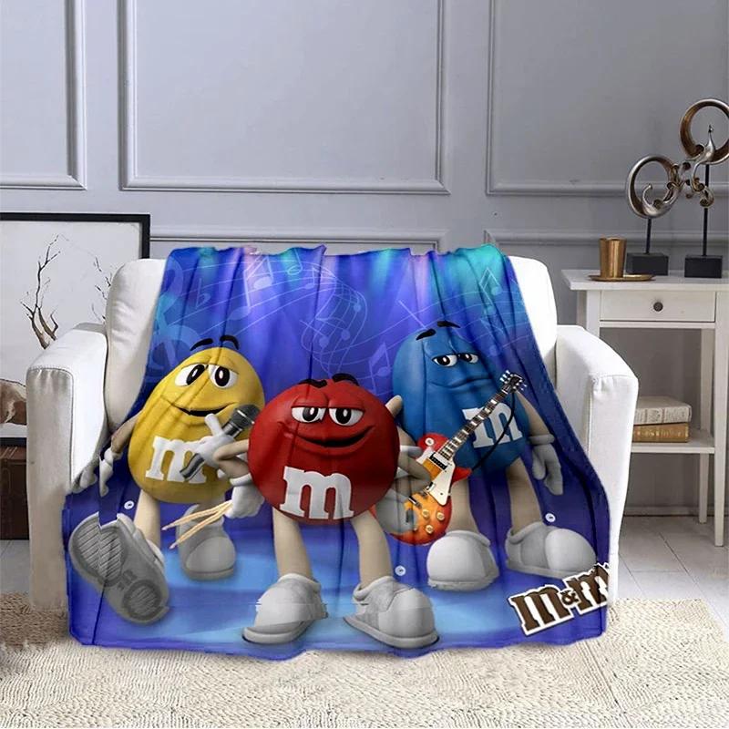 Плюшевое одеяло M&M Bean Chocolate с мультяшным принтом, модное, теплое, для походов, для дома, дивана, постельного белья, детское одеяло в подарок