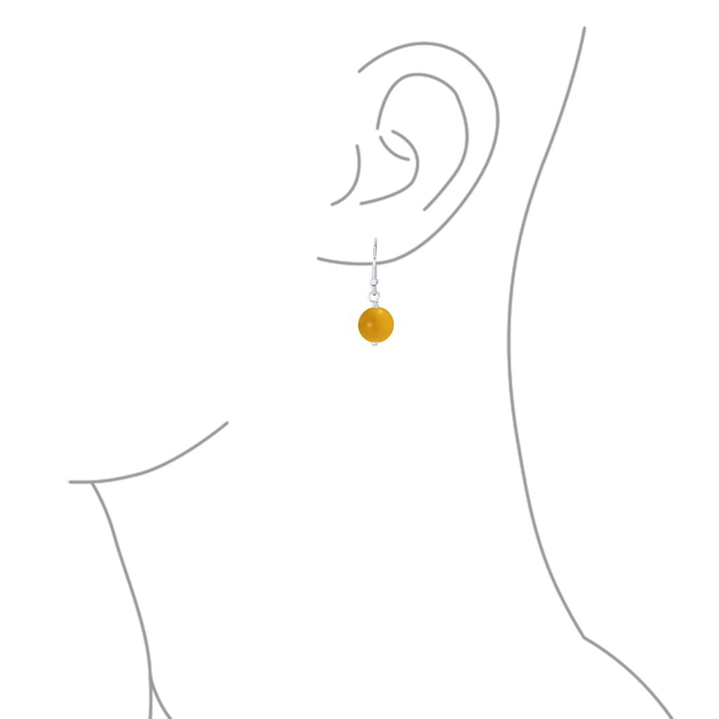Круглые серьги-подвески из желтого агата с французским рыболовным крючком для простых женщин из стерлингового серебра. .Серебро 925 пробы"