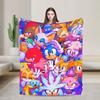 Warm Soft Blanket Airplane Travel S-Sonic Retro Game Cartoon Throw Blanket  Flannel Bedspread For Outdoor Graphic Sofa Bed Cover