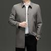 Весенний новый тренч мужской средней длины однотонный с лацканами, деловой кэжуал, куртка для папы среднего возраста
