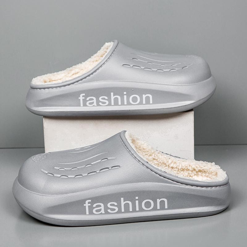 Модные зимние мужские тапочки, пушистые, домашняя обувь, мягкие, легкие, нескользящие, удобные, для дома, парные зимние теплые сабо