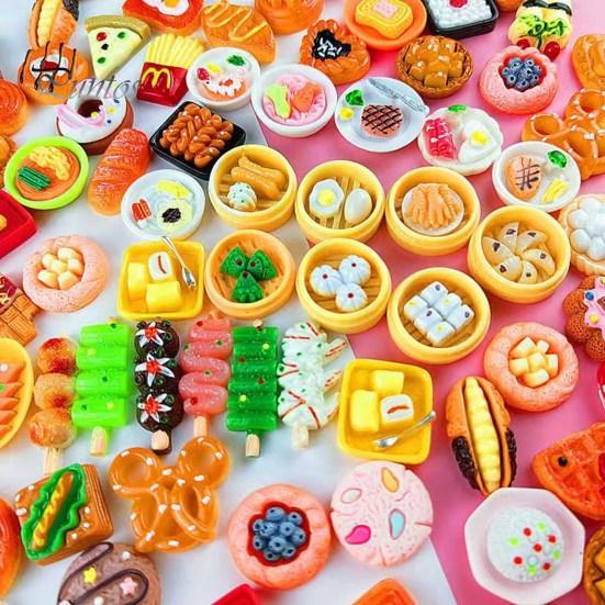 Mini Food Drinks Ornaments Resin Miniature Food Toys Realistic Simulation Food Drinks for Dollhouse Kitchen Accessories DIY Crafts