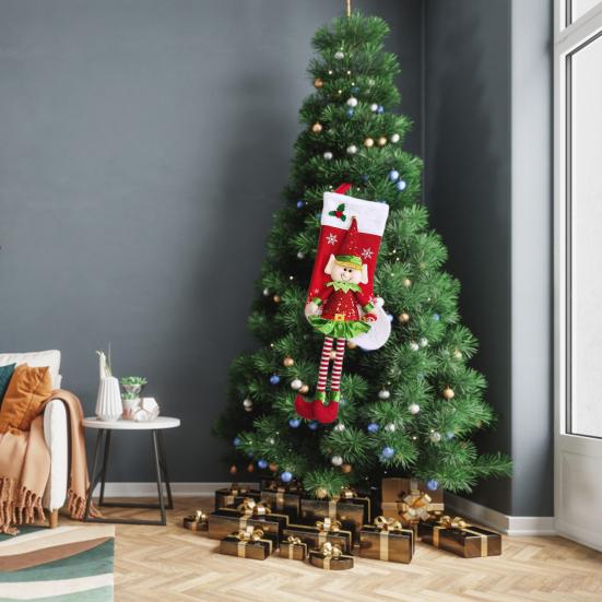 Рождественские чулки 3D Милая кукла-эльф Рождественские чулки Украшения Длинноногий эльф Подвесной