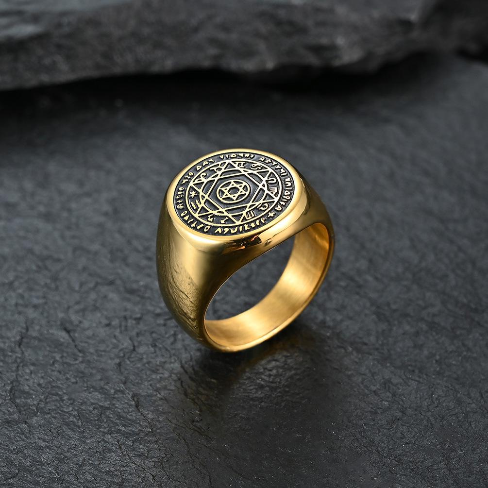 12 Zodiac Constellation Star of David Ring Fashion Gold Color Stainless Steel Rings For Women Men Jewelry Birthday Gift