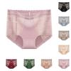 Women's Solid Color Lace Sexy Underwear See-through Love Mesh High Waist Underwear