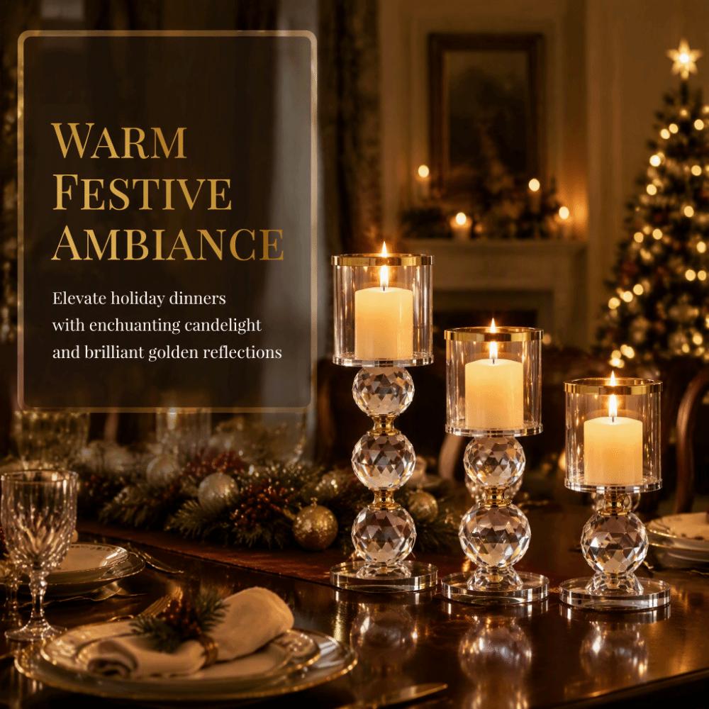 S/M/L Christmas Windproof Candle Holder Large Tall Candle Holder Ornaments Christmas Dinner Table