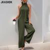 Женская мода повседневная летняя весенняя однотонная принтованная безрукавка полуводолазка свободные брюки комбинезоны и ромперы