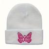 Butterfly embroidered flower knitted beanie versatile men's and women's warm wool hat outdoor cycling pullover hat