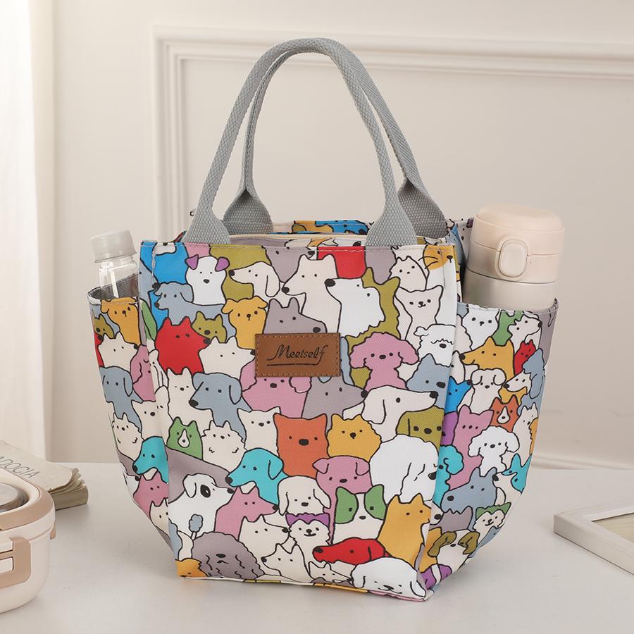 multi-functional travel handbag large capacity printed handbag hand-held meal bento bag travel storage bag