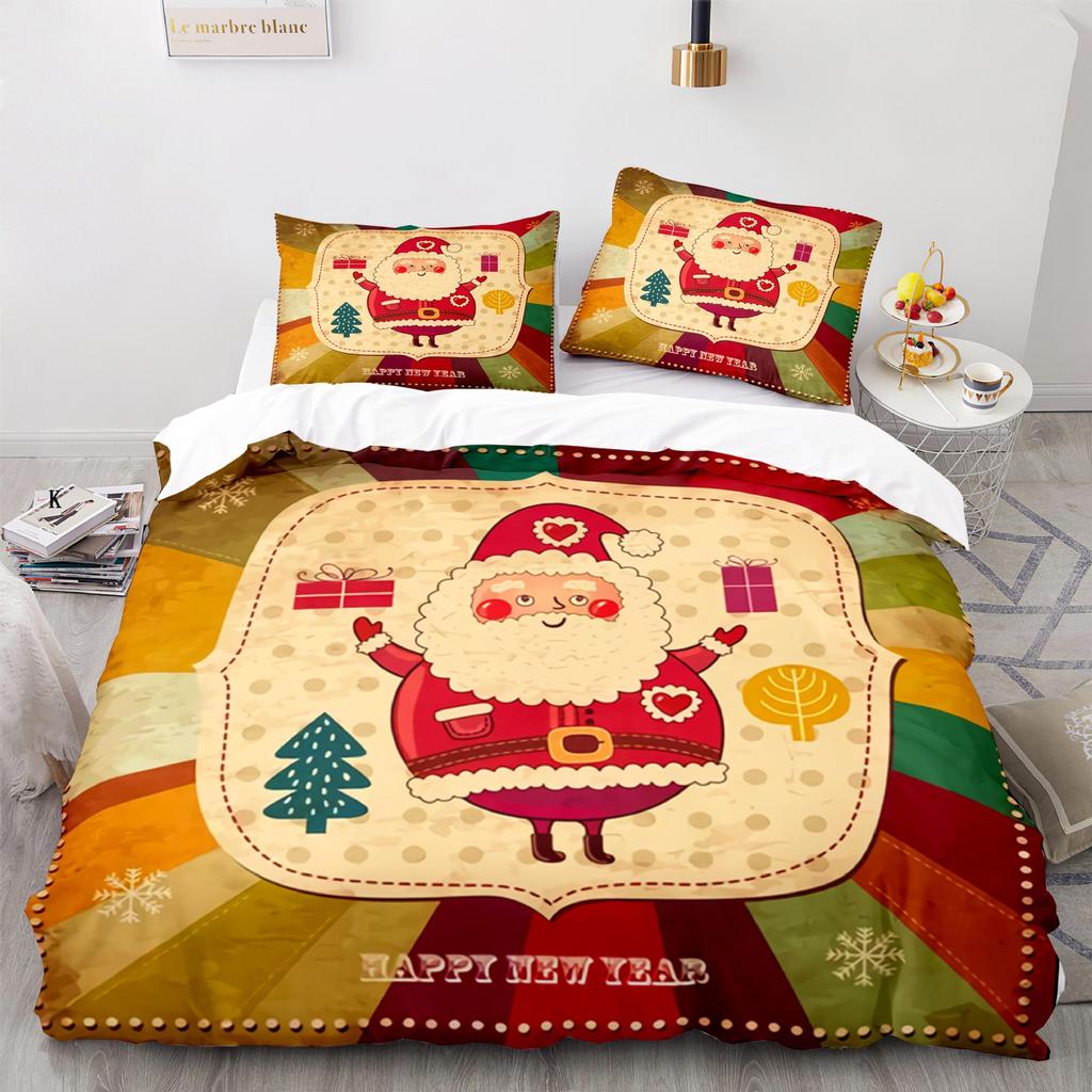 3d Three-piece Set European and American Size Santa Claus Quilt Cover Home Textiles