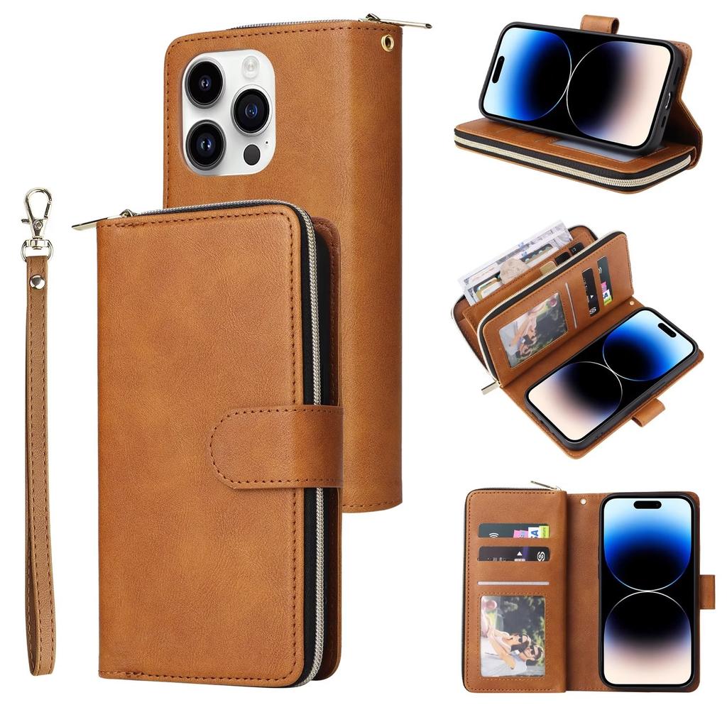 Ультратонкий двухслойный чехол-кошелек с отделениями для карт для iPhone 15 14 13 12 11 XR Samsung S24 S23 S22 S21 A13 A14 A15 A35 A55 A54 Redmi кожаный откидной чехол