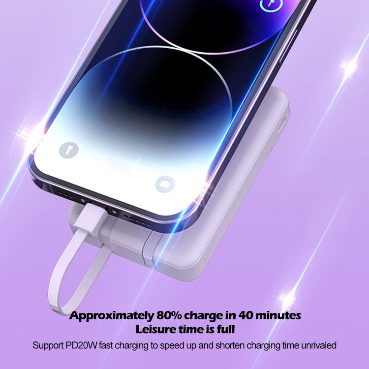 Power Bank 10000 мАч Портативный 22,5 Вт Быстрая зарядка Внешнее зарядное устройство с кабелем Mini Powerbank для iPhone Huawei P40 Xiaomi