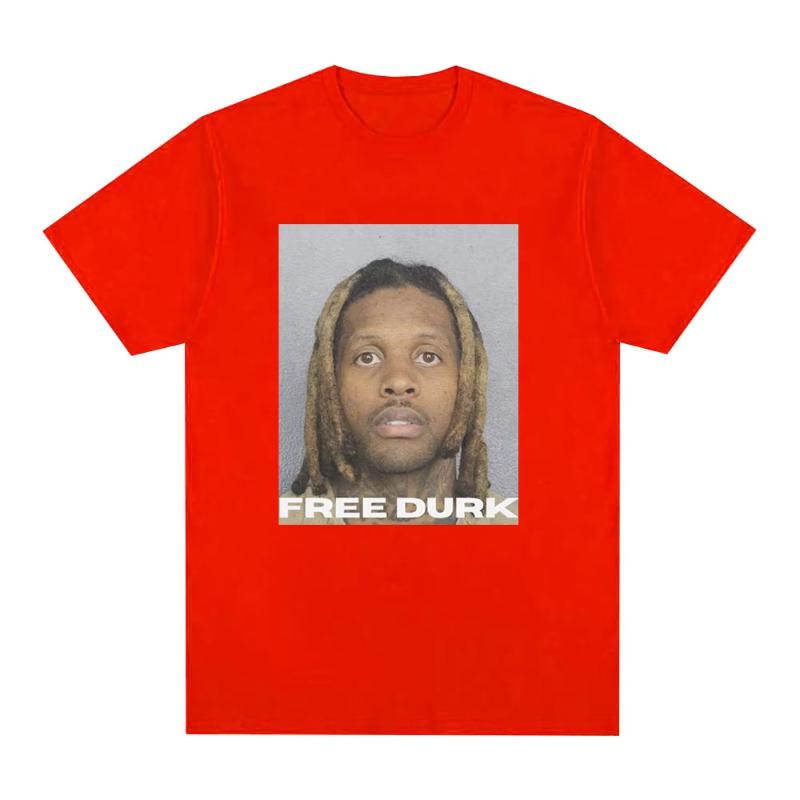 БЕСПЛАТНАЯ ФУТБОЛКА DURK Графические футболки Lil Durk Унисекс Женская одежда Модная Винтажная футболка Повседневная Уютная Хлопковая Оверсайз Футболки