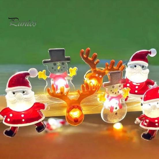 Светодиодный гирляндный светильник на батарейках, простой в установке, всегда включенный, снеговик, Санта-Клаус, гирляндная лампа, украшение для рождественской вечеринки