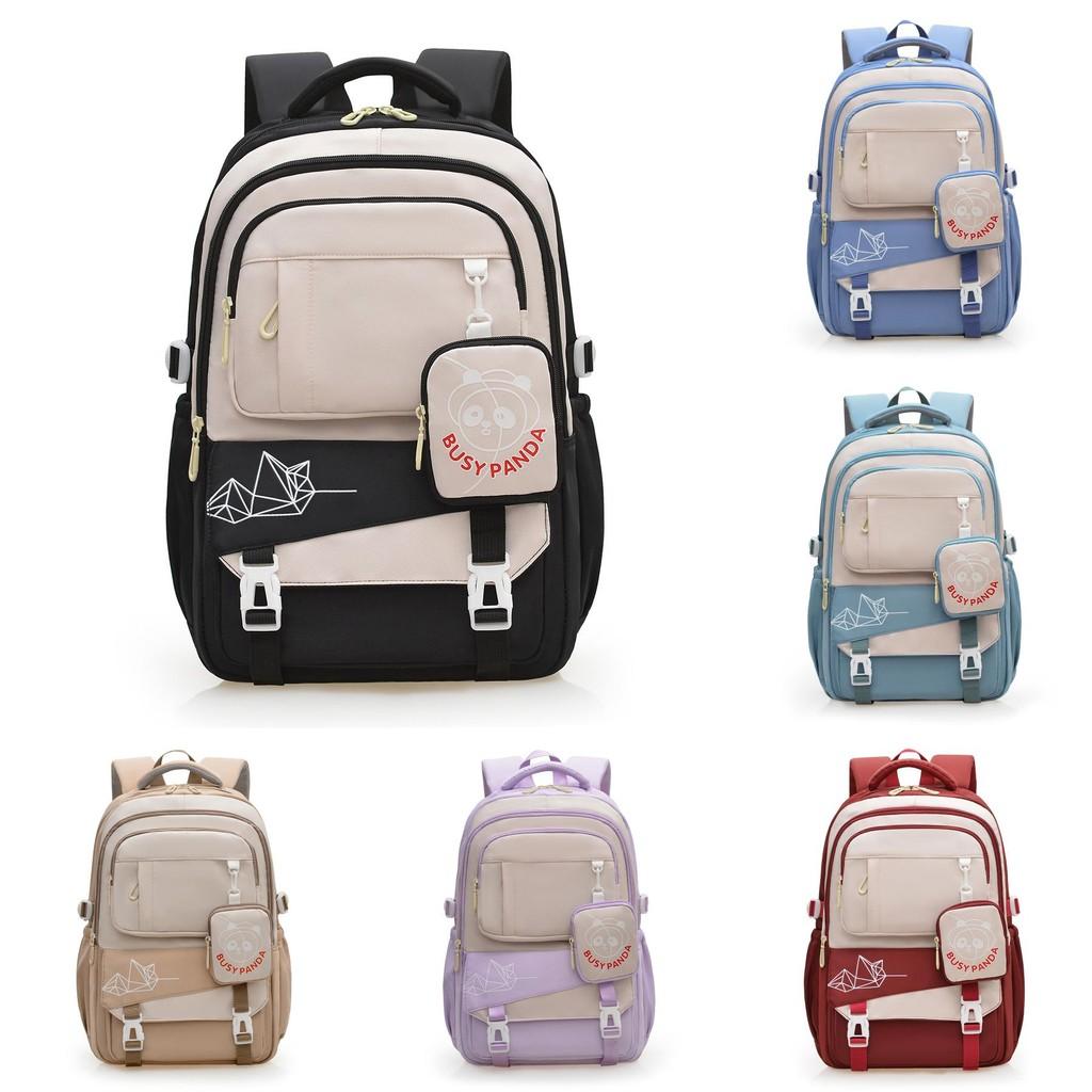 Color Matching Trendy Nylon Travel Backpack Lightweight Schoolbag Gift Kids