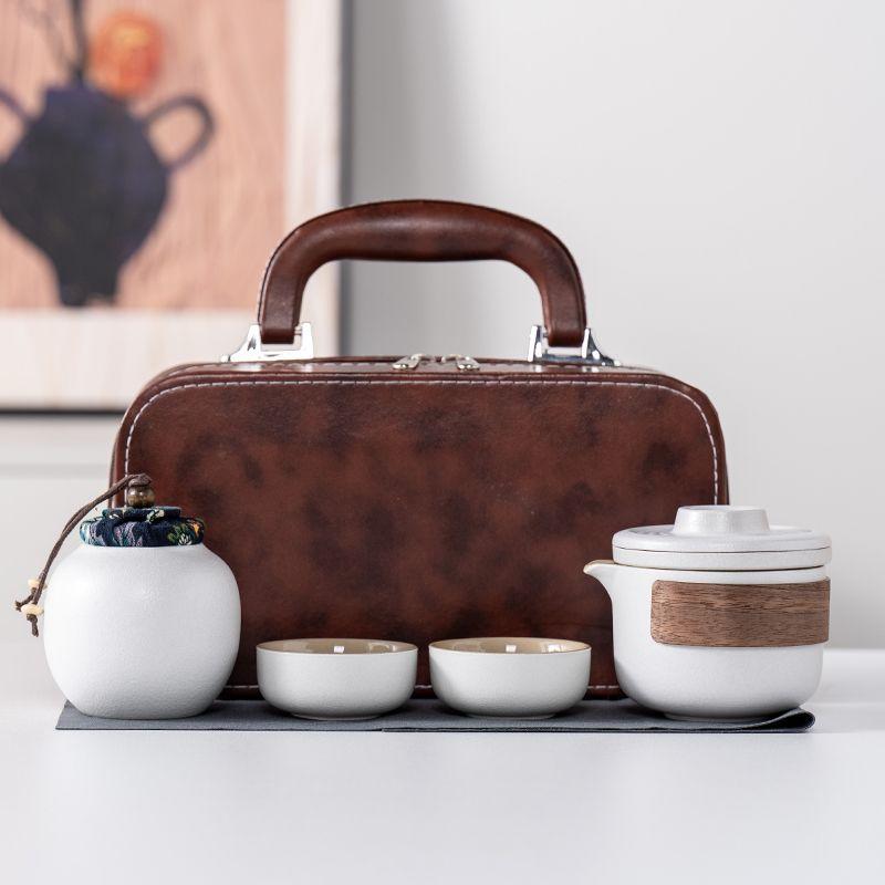 Lu Baoyanhe One Pot Two Cups Ceramic Travel Tea Set Tea Pot Company Business Activities Bank Hotel Souvenir