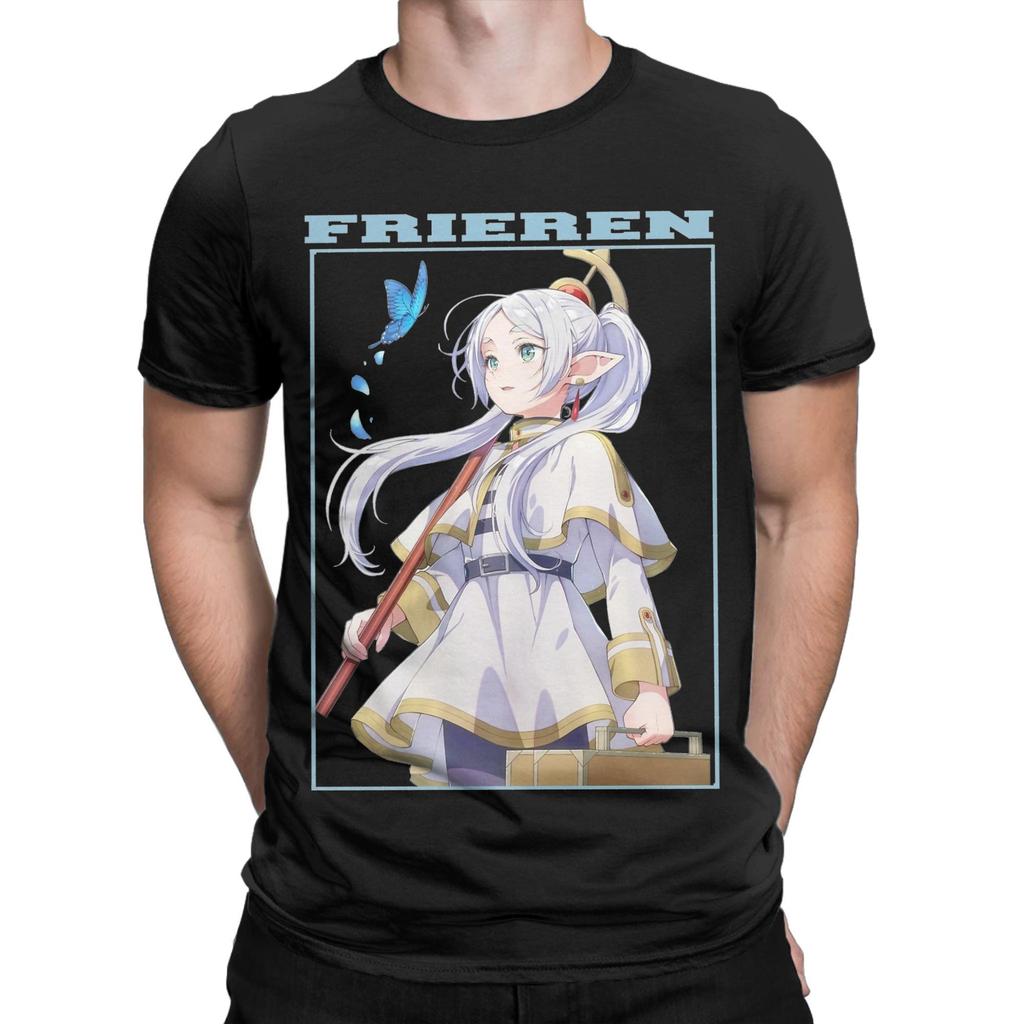 Мужская футболка Sousou No Frieren Японское аниме Винтажная футболка с коротким рукавом и круглым вырезом Чистый хлопок Графическая одежда