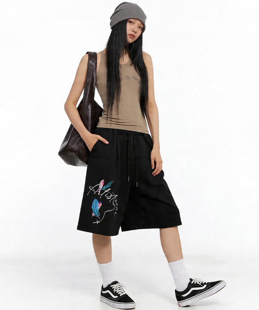 ARTISTWEAR [Atw] Шорты-бермуды с перьями - 2 цвета