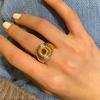 Medieval Vintage Forest Breath French Texture Plating 18K Gold Diamond Imitation Emerald Ring Girl