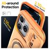 Бронированный чехол для iPhone 17 16e 17e 12 13 14 15 16 Pro Max Plus Сдвижная защита камеры Магнитное кольцо-держатель С карманом для карт Funda