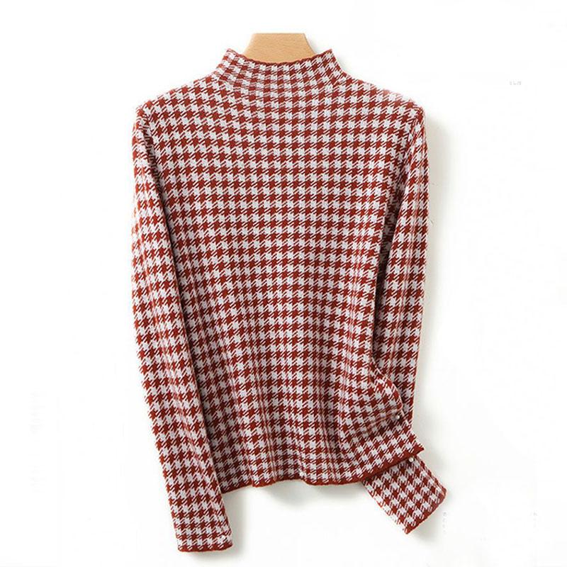 Пуловер, осенне-зимний шерстяной свитер, женский свитер с половиной высокого воротника, вязаный свитер с длинными рукавами, женский пуловер