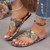 Fashion Large Size National Style Flat Set Toe Slippers Female 2025 Fashion New Breathable Printed Roman Style Foreign Trade Slippers