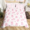Pink Pig Bedding Set King Queen Sleeping Pig Duvet Cover For Kids Boys Girls Kawaii Animals Comforter Cover With 2 Pillowcases