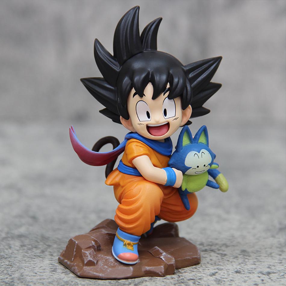 9cm Dragon Ball Kawaii Figurine Childhood Son Goku Hold Puaru Action Figures Anime Model Doll Collection Desktop Decoration Toy