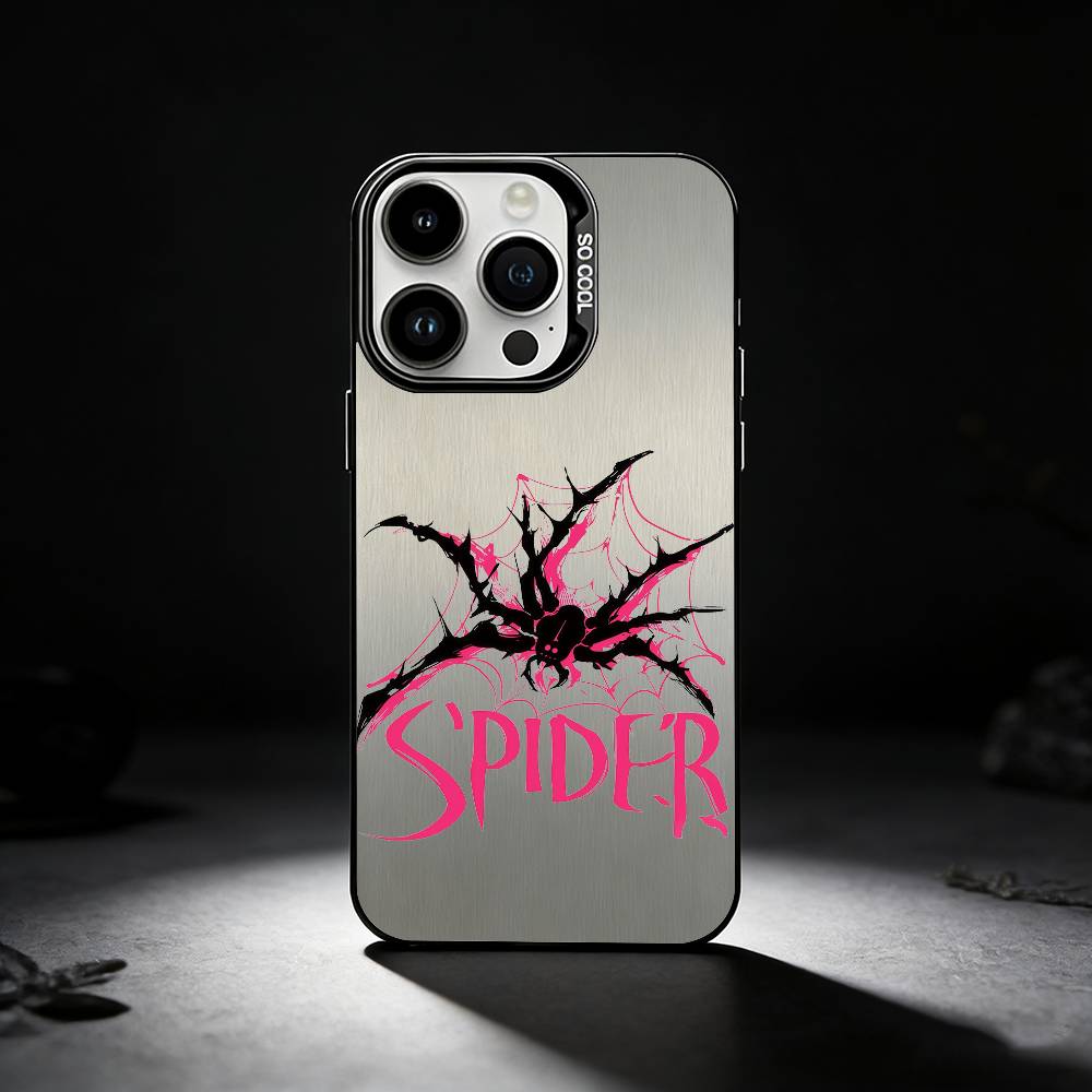 Крутой модный тренд Чехол-паук для iPhone 17,16,15,14,13,12,11 Plus,Pro Max,XS,Цветной серебристый чехол для телефона