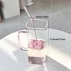 With Lids and Handle Square Glass Mug Transparent Coffee Cup Household Bow Straw Cup  Gift