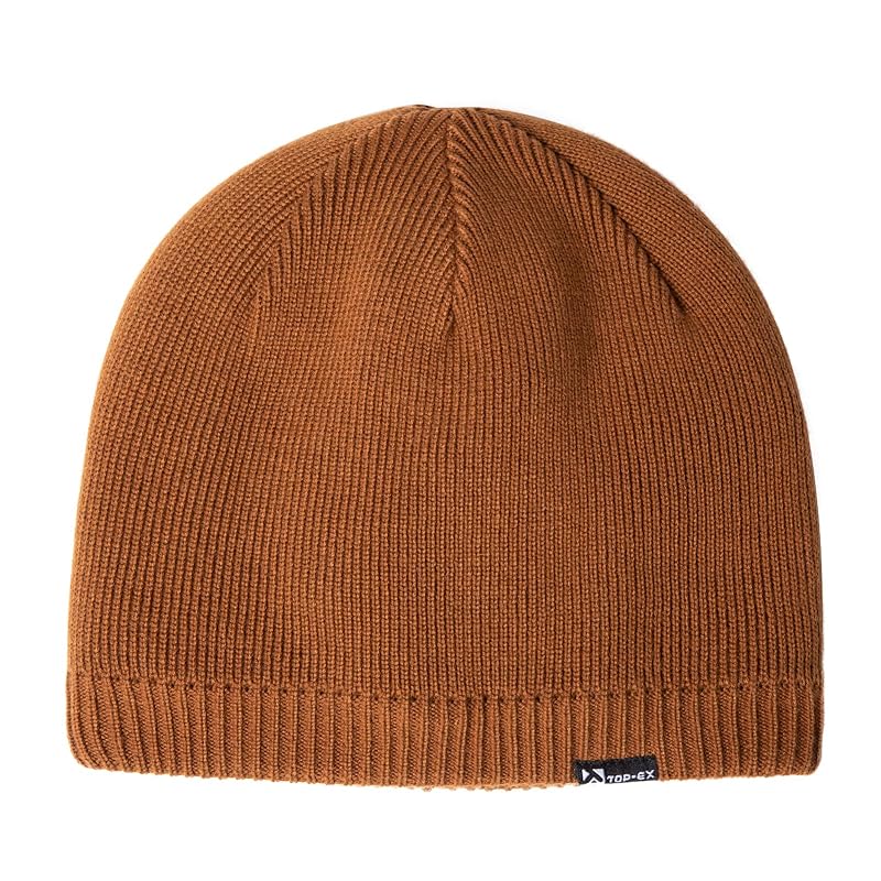 [TOP-EX] brown M men's knit hat waterproof hat knit cap big size ski hat snowboarding hat small face effect Cold protection autumn winter bicycle
