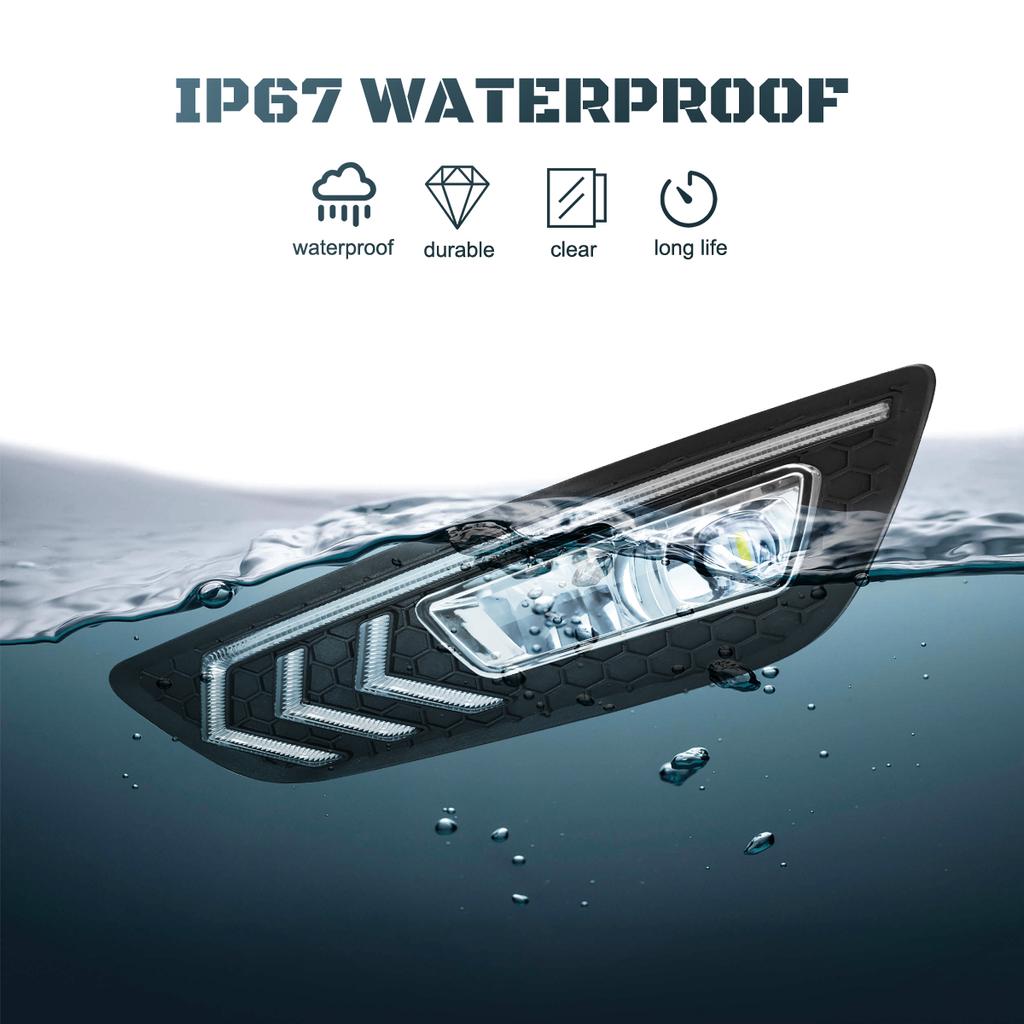 Для Ford Focus DRL светодиодные противотуманные фары с хромированной отделкой 2015 2016 2017 2018 дневные ходовые огни динамический указатель поворота белый желтый синий