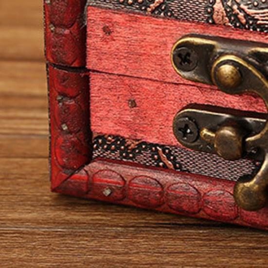 Wooden Box Vintage Style Floral Craft Old Memory Touch Jewelry Storage Wooden Treasure Case for Collection