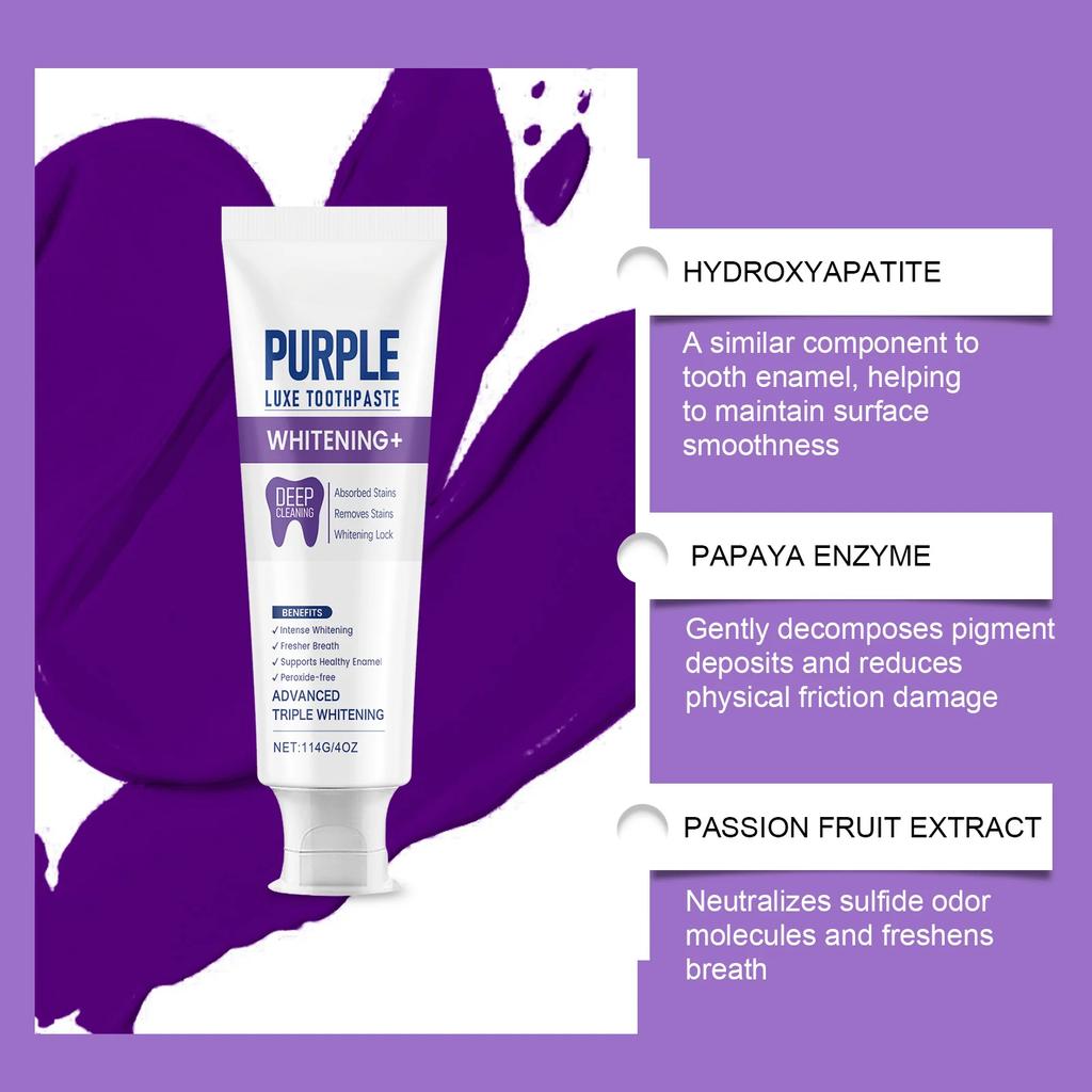 Purple Color Corrector Toothpaste Removal Plaque Stain Dental Bleaching Cleaning Oral Hygiene Fresh Breath Whitening Toothpaste