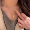 Retro Old Money Wind Four-leaf Clover Double-sided Brushed No Matter Brand Necklace Fashionable Light Luxury Diamond-encrusted Gold Pendant Female