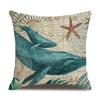 Linen Pillowcase Hand-painted Marine Cotton Linen Coral Seahorse Starfish Octopus Home Soft Furnishing Cushion Cover