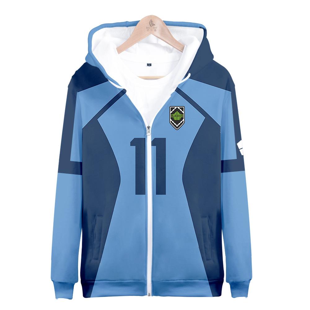 Аниме Blue Lock 3D Printed Zipper Hoodies Men Women Casual Fashion Hooded Oversize Hoodie Kids Zop Up Sweatshirt Suit Coat