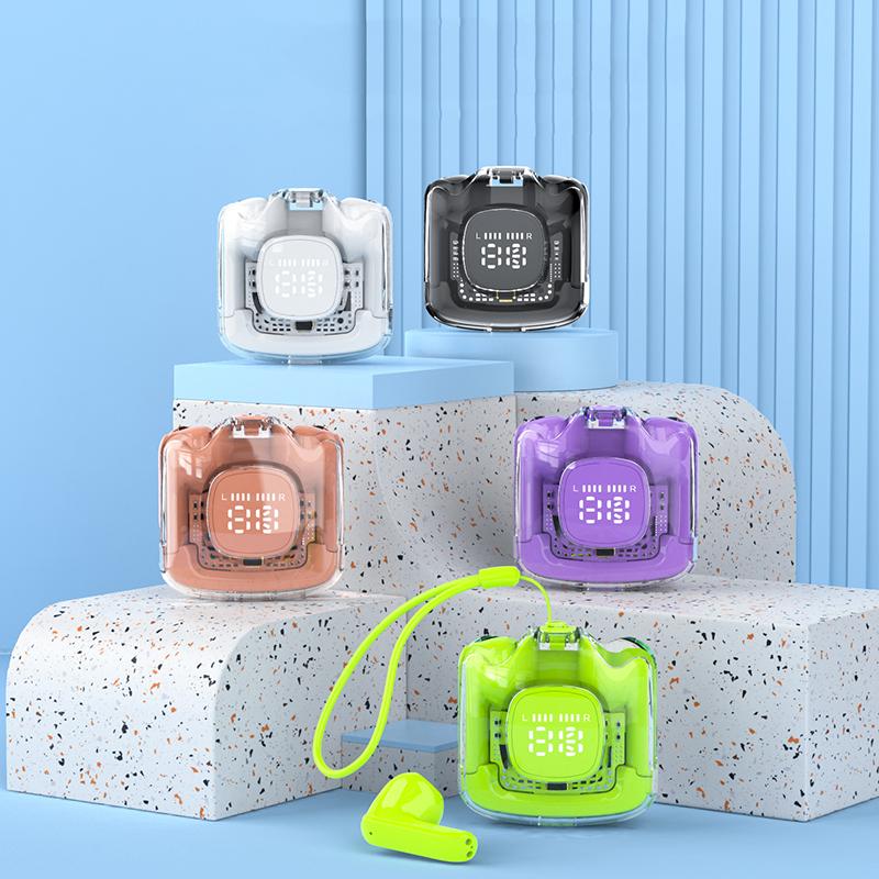 VAORLO Светодиодный цифровой дисплей, мини-наушники Bluetooth, Hi-Fi стерео музыка с HD-микрофоном, наушники с шумоподавлением для всех смартфонов