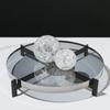 Modern Simple Light Luxury Metal Glass Tray Round Storage Tray Rectangular Decorative Tray Model Room Jewelry Ornaments