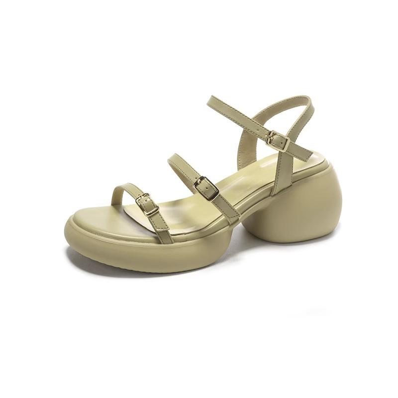 Легкая и мягкая кожа, когда наступаешь на дерьмо, босоножки на высоком каблуке для женщин, летние новые толстые каблуки, толстая подошва, не устают ноги