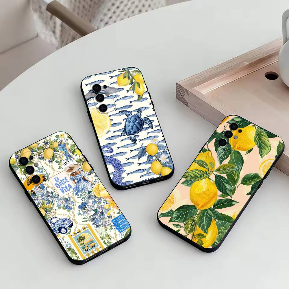 Чехол для телефона Лимон побережья Амальфи Черный Силикон Мягкий Для Samsung S25,S24,S21,S22,S23,S30,Ultra,S20,Plus,Fe,Lite
