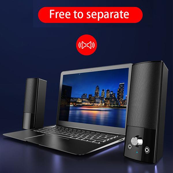 Bluetooth Computer Speaker with Microphone and Subwoofer - AUX&USB Playback, Small Speaker for Desktop, Laptop, and More