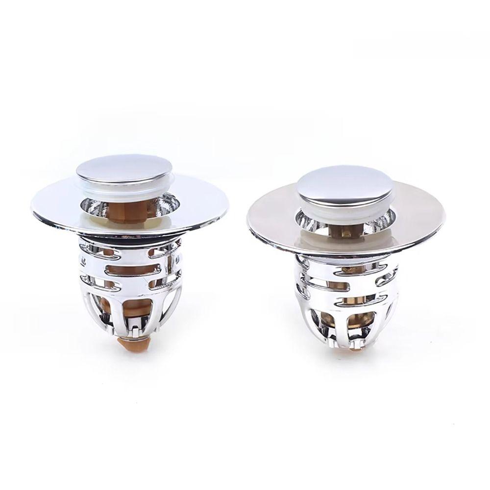 2Pcs Bounce Up Press Type Shower Sink Plug Plastic/Brass Core Wash Basin Stopper New Drain Filter