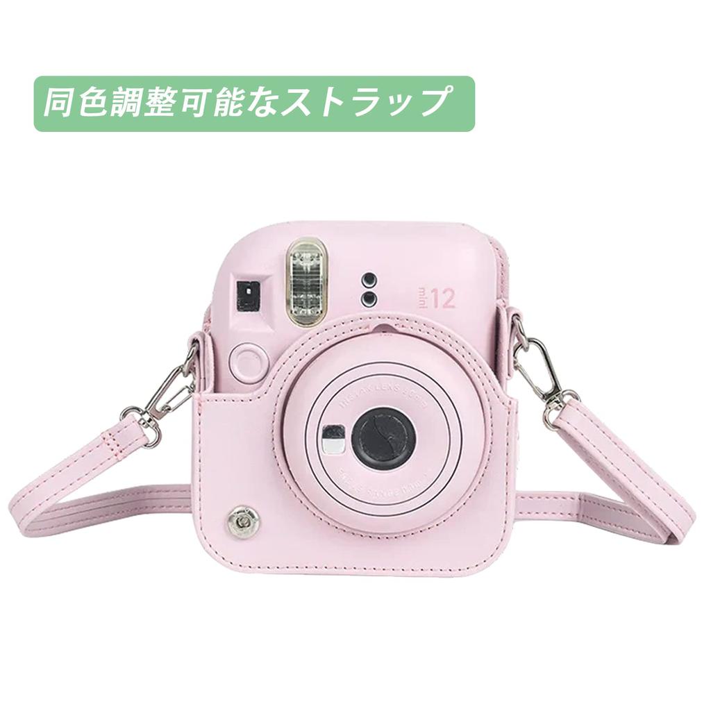 Kimyoaee Instax Mini 12 Instant Camera Case with Shoulder Strap for Fujifilm Instax Mini 12 Camera - Pink