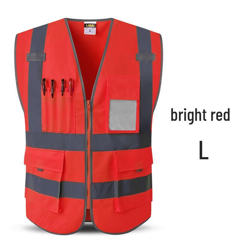 LIKAI Reflective Safety Vest - High-Visibility Construction Traffic Gear, Customizable Fluorescent Workwear.