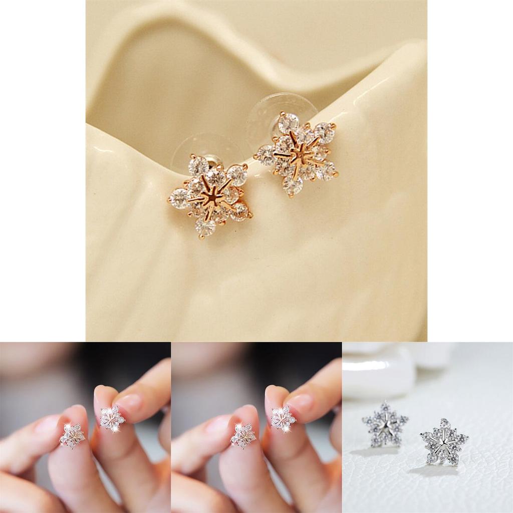 Праздничные серьги-пусеты «Снежинки» с серебристым покрытием для женщин, подарочный аксессуар