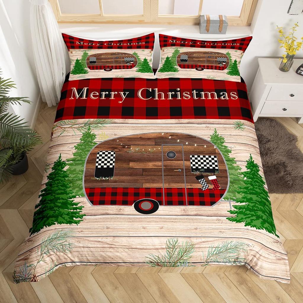 Пододеяльник Happy Camping Camper Комплект постельного белья Plants Outdoor Travel Adventure Одеяло Cover Camper Car Blue Sky Quilt Cover