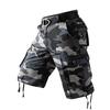 Men's Cargo Shorts 3/4 Relaxed Fit Mens Running Shorts 7 Pockets Elastic Waist Cotton Hiking Shorts